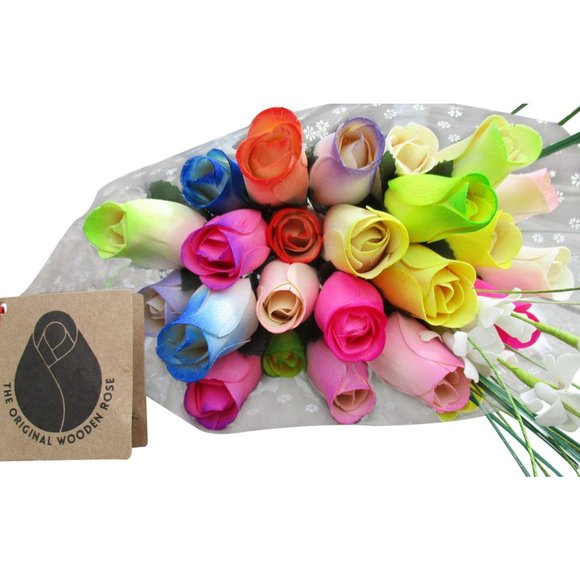 2 Dozen Spring Easter Wooden Rose Bouquet - Picture 3 of 10